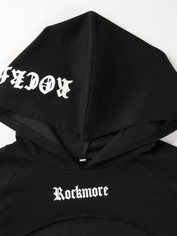 Fashion Letters Printed Flared Sleeves Short Hoodies&Sweatshirt Tops