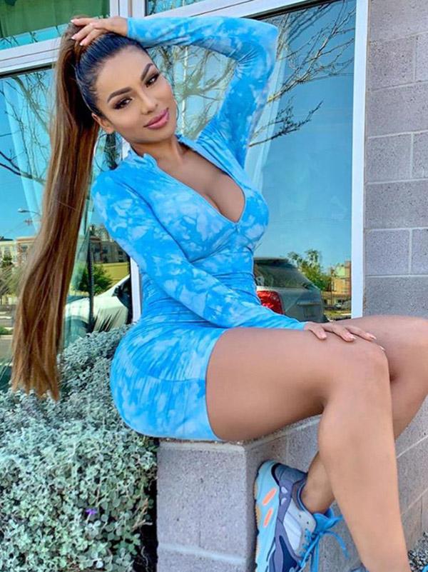 Sexy Long Sleeves Zipper Printed Sports Rompers