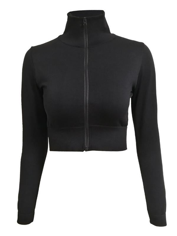 Solid Zipper Quick Dry Short Yoga Tops