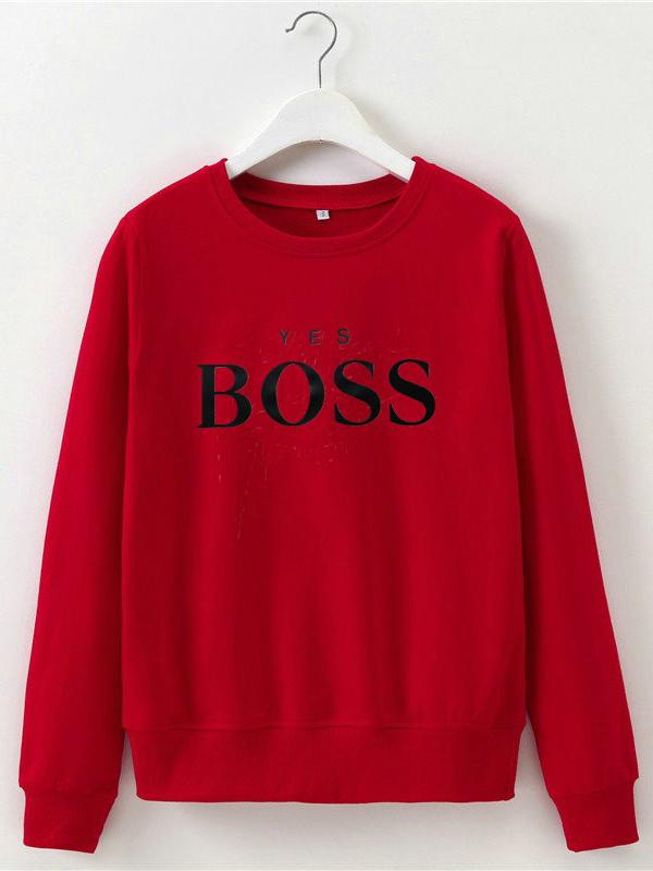 Letter Printed Round-neck Sweatershirt