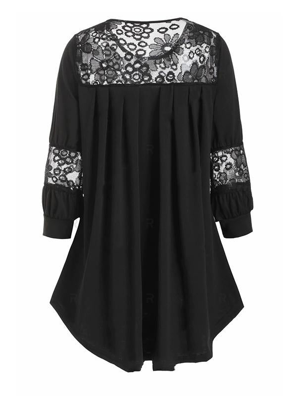 Vintage Lace Wrap Solid Blouses&Shirts Tops