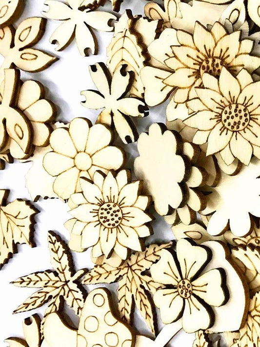 Burlywood Flower&Leaves Pattern Buttons