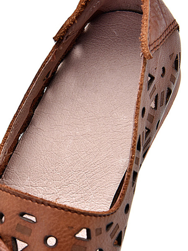 Leisure Fashionflat Hollow Flat Heel Leather Shoes