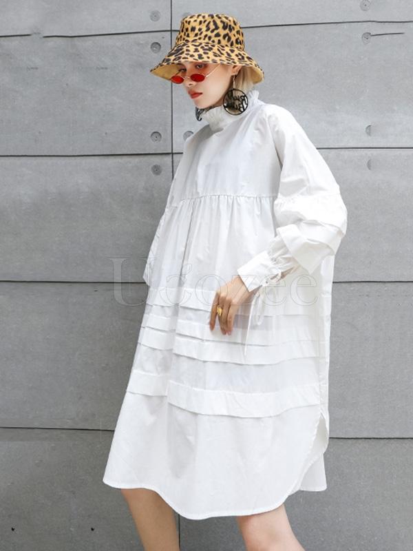 Solid Bowknot Drawstring Falbala Mini Dress