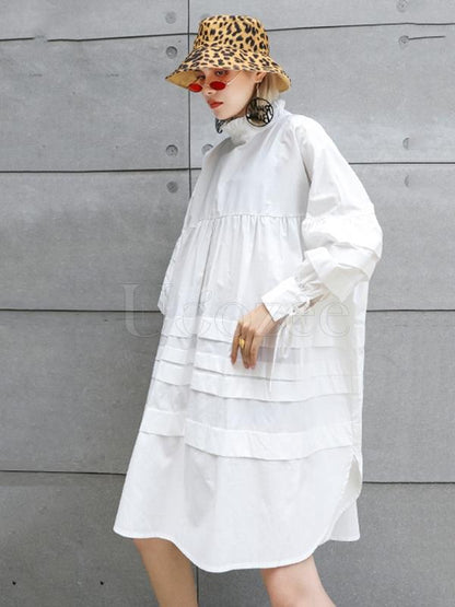 Solid Bowknot Drawstring Falbala Mini Dress
