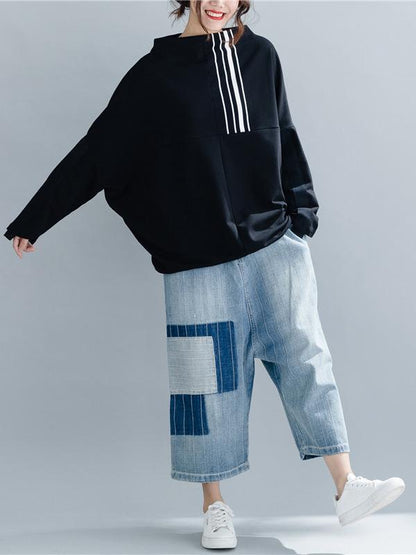 Loose Printed Batwing Sleeves T-shirt