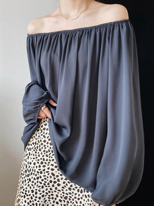 Loose Off Shoulder Chiffon Blouses