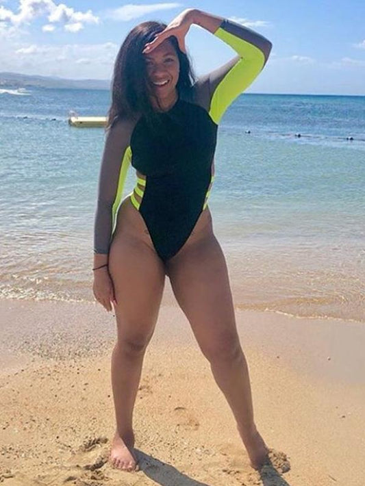 Contrast Backwards One Piece Swimsuit