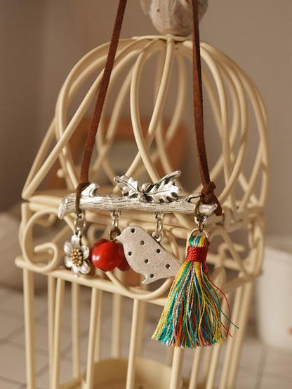 Fresh Bird Pendant Tasseled Necklace