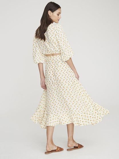 Fashion V-neck Tall Waist Printing Suits
