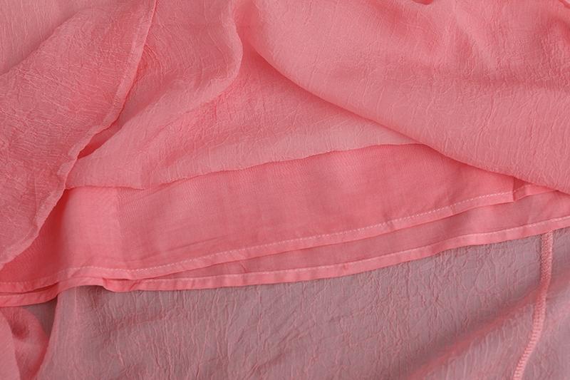 Fake Two-piece Pockets Retro Pink Summer Dress