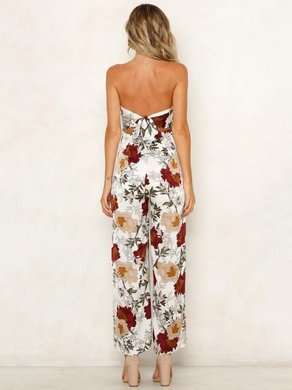Off Shoulder Floral Printed Bohemia Jumpsuits