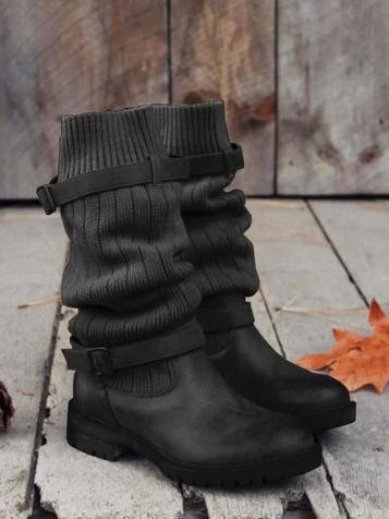 Fashion Knitting Mid Calf Boots
