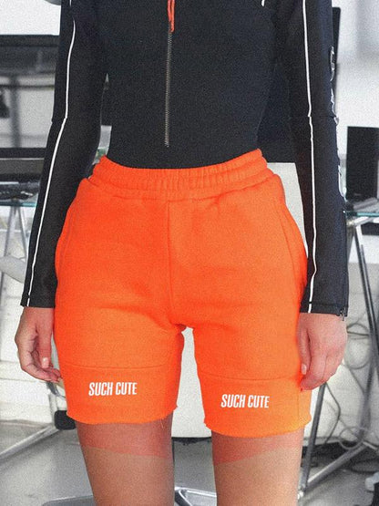 Letter Printed Empire Fitness Sports Shorts