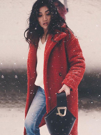 Lamb Wool Winter Long Sleeve Coat Tops