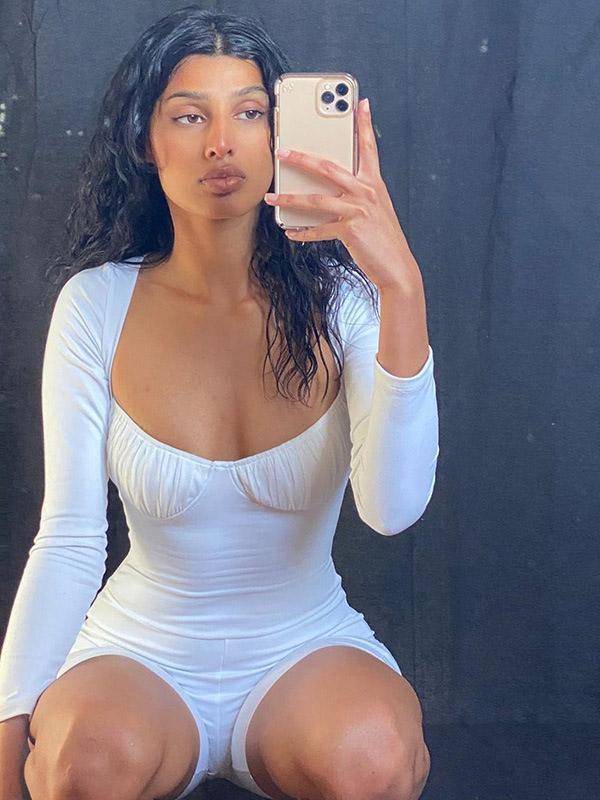 Sexy U-Neck Long Sleeves Rompers