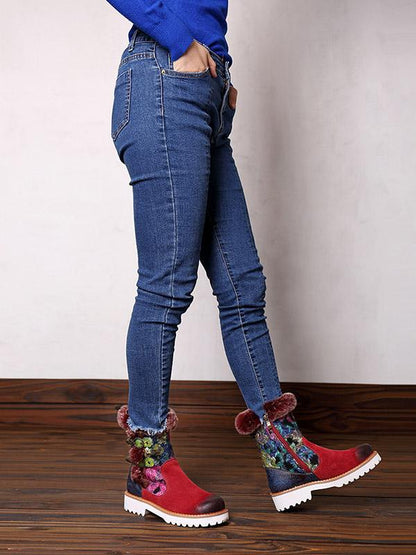 Bohemia Vintage Warm Leather Booties
