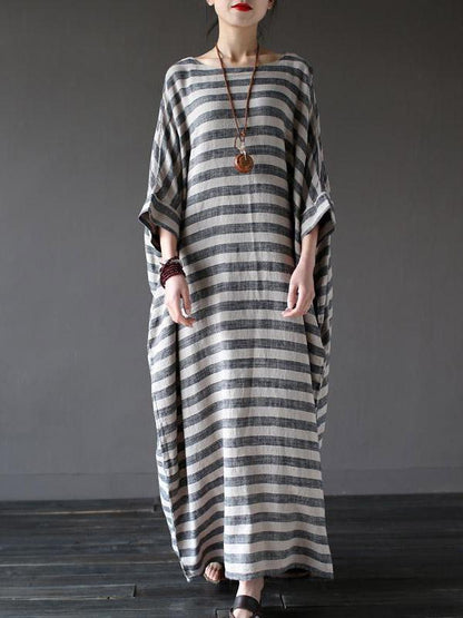 Vintage Loose Striped Dress