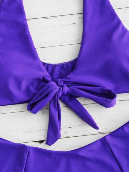 High Cut Plain Knot Bikinis Swimwear