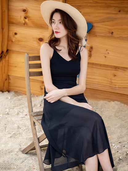 V-neck Sleeveless Beach Midi Dress