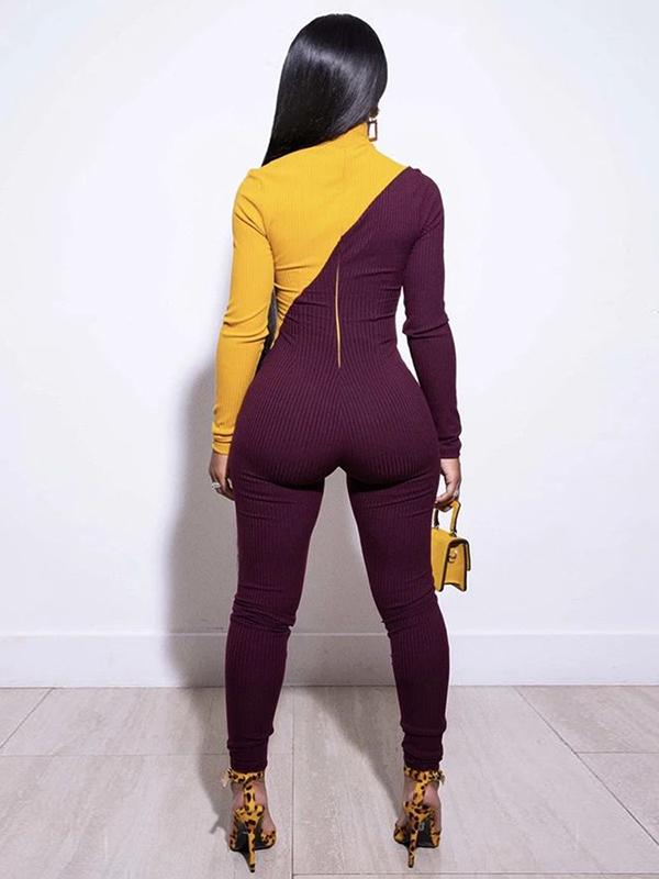 Fashion Color-Block Yoga Jumpsuits