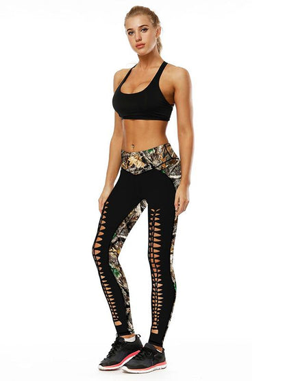 Printed Hollow Sports Leggings