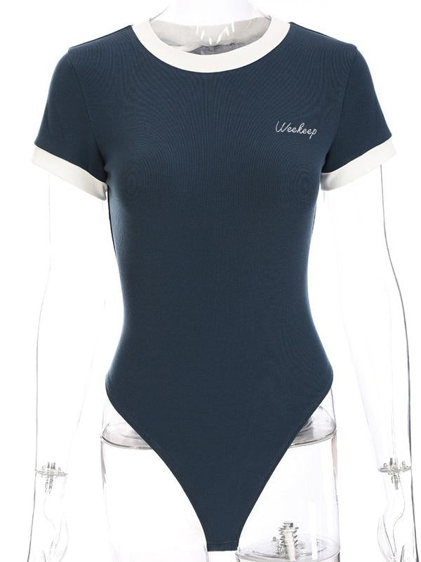 Round-neck Letter Printed Yoga Rompers