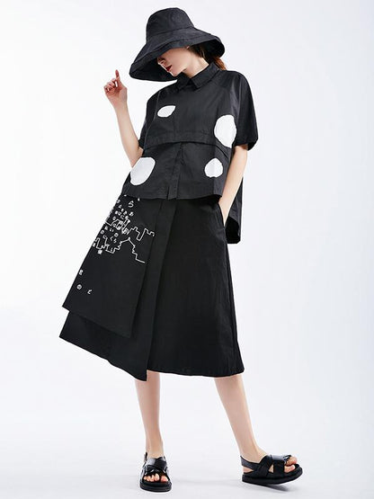 Loose Polka-dot Split-joint Shirt
