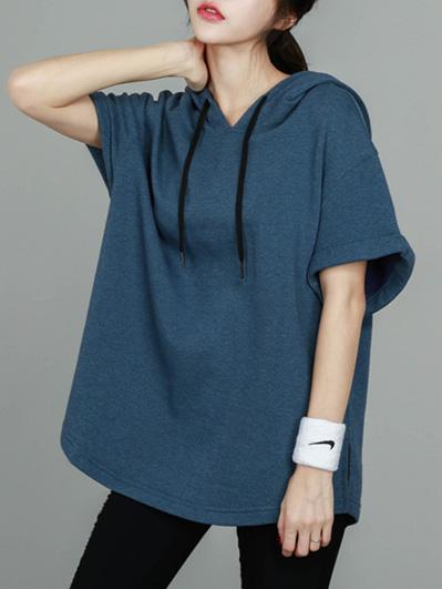Casual Loose Short Sleeves Hoodies