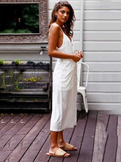 Striped Split-joint Wide Leg Sleeveless Jumpsuits