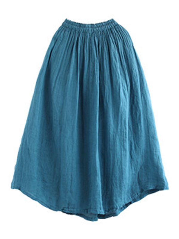 Casual Solid Color Drawstring Empire A-Line Skirt