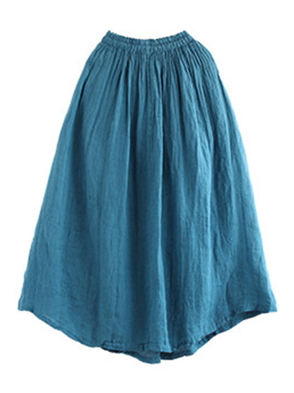 Casual Solid Color Drawstring Empire A-Line Skirt