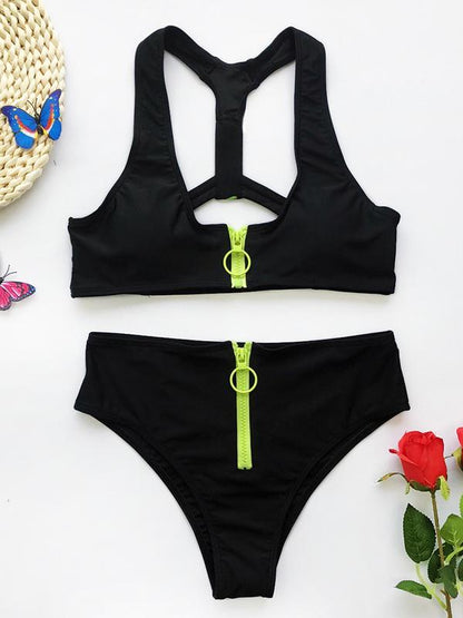 Sporty Backless Split Bikini Swimsuit