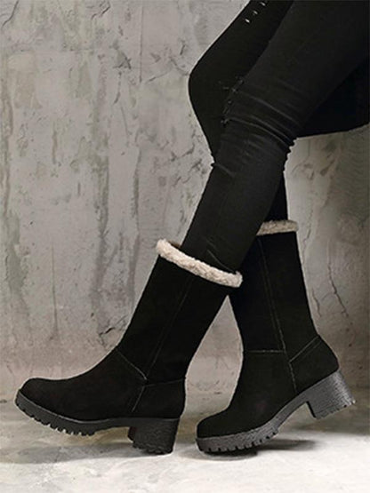 Solid Mid Heels Short Snow Boots