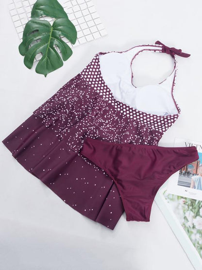 Polka-dot Wrap Tankini Swimsuit