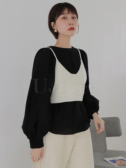 Casual Puff Sleeves Blouses