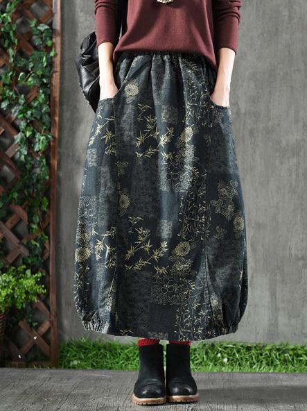 Loose Printed A-line Skirt Bottom