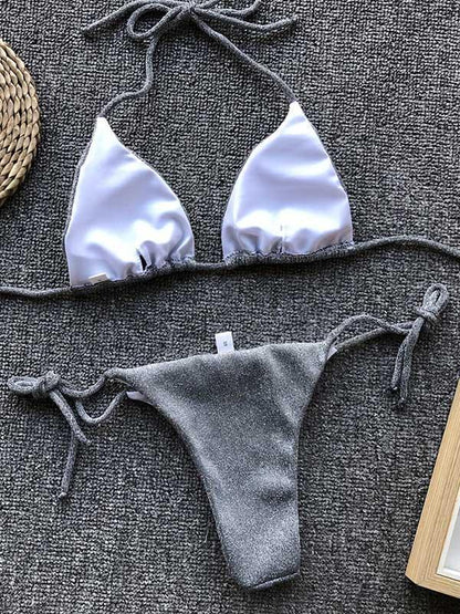 Shining Solid Fashion Bikinis Swimwear