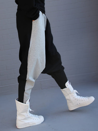 Casual Cool Split-Joint Color Matching Wide Legs Harem Pants