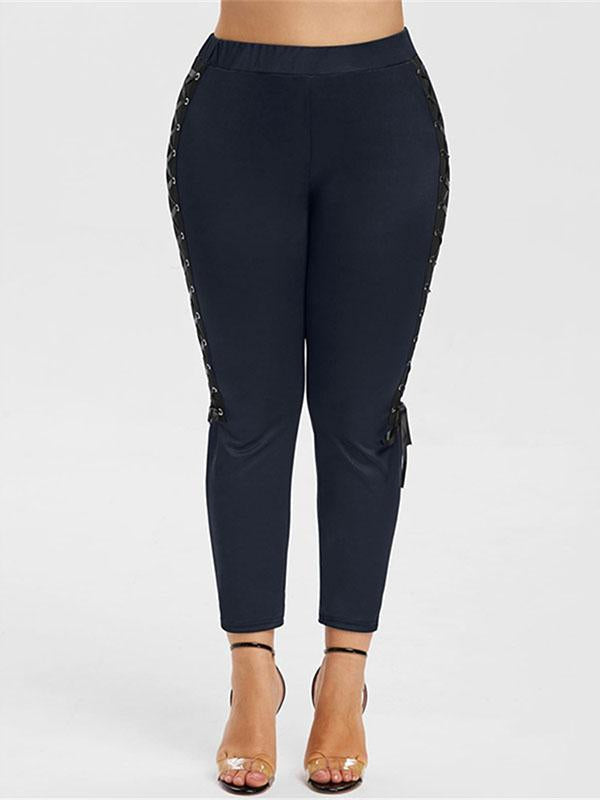 Vintage Bandage Solid Leggings Pants