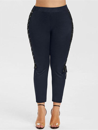 Vintage Bandage Solid Leggings Pants
