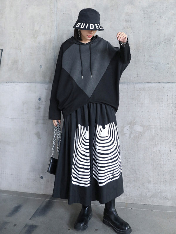 Casual Hooded Drawstring Split-Joint Hoodies&Sweatshirt Tops