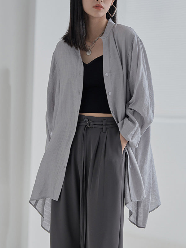 Casual Split-Back Sun Protection V-Neck Long Sleeves Blouses