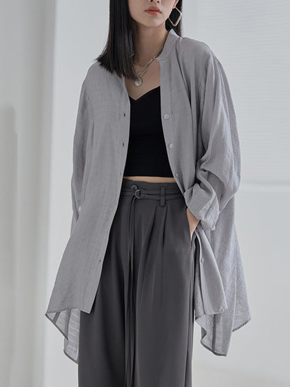 Casual Split-Back Sun Protection V-Neck Long Sleeves Blouses