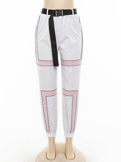 Belted Two Tone Casual Cargo Pants