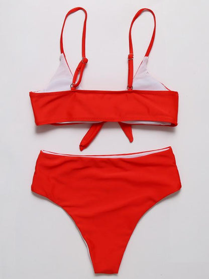 Sexy Solid Bowknot Bikinis Swimwear