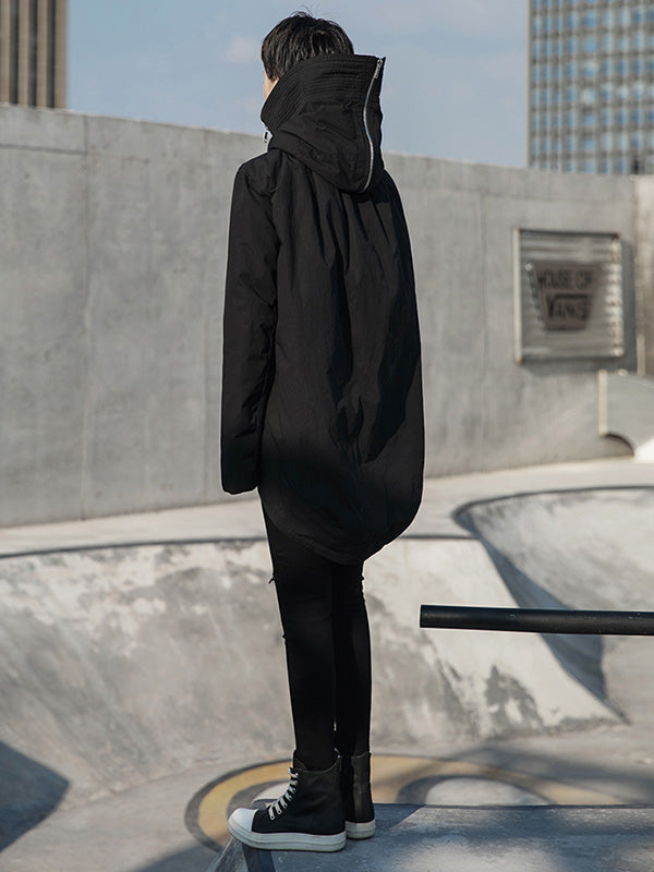 Fashion Solid Color Long Sleeves Zipper Quilted Coat