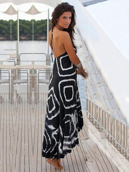 Asymmetry Floral  V-Neck Maxi Dress