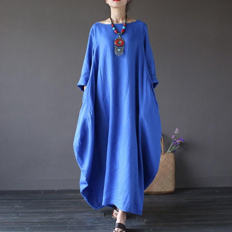 Women summer vintage cotton linen loose dress