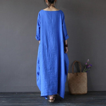 Women summer vintage cotton linen loose dress
